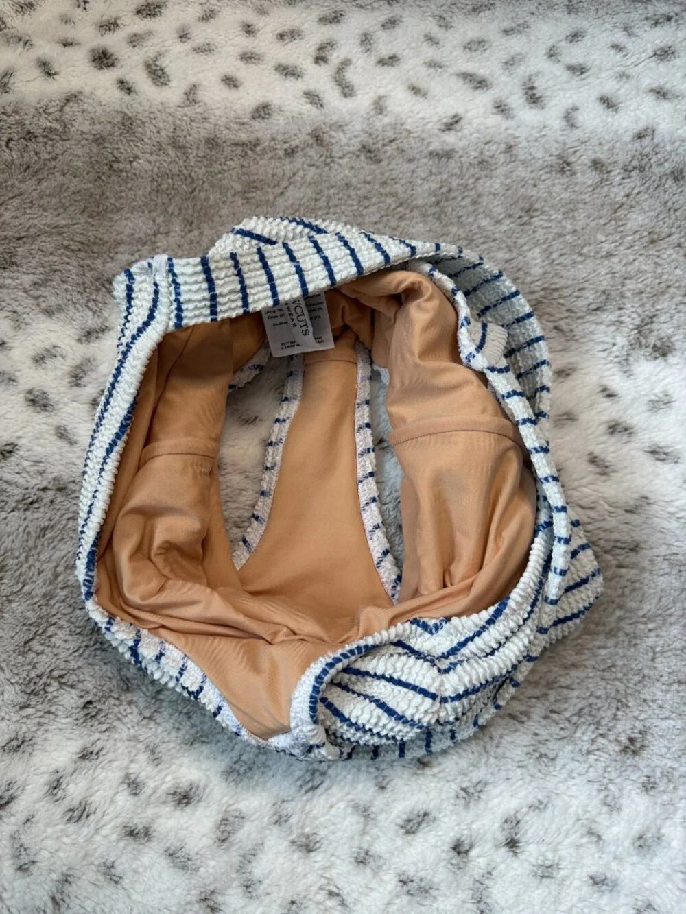 J.Crew Crewcuts navy cream striped swimsuit girls size 7 preppy beach summer
